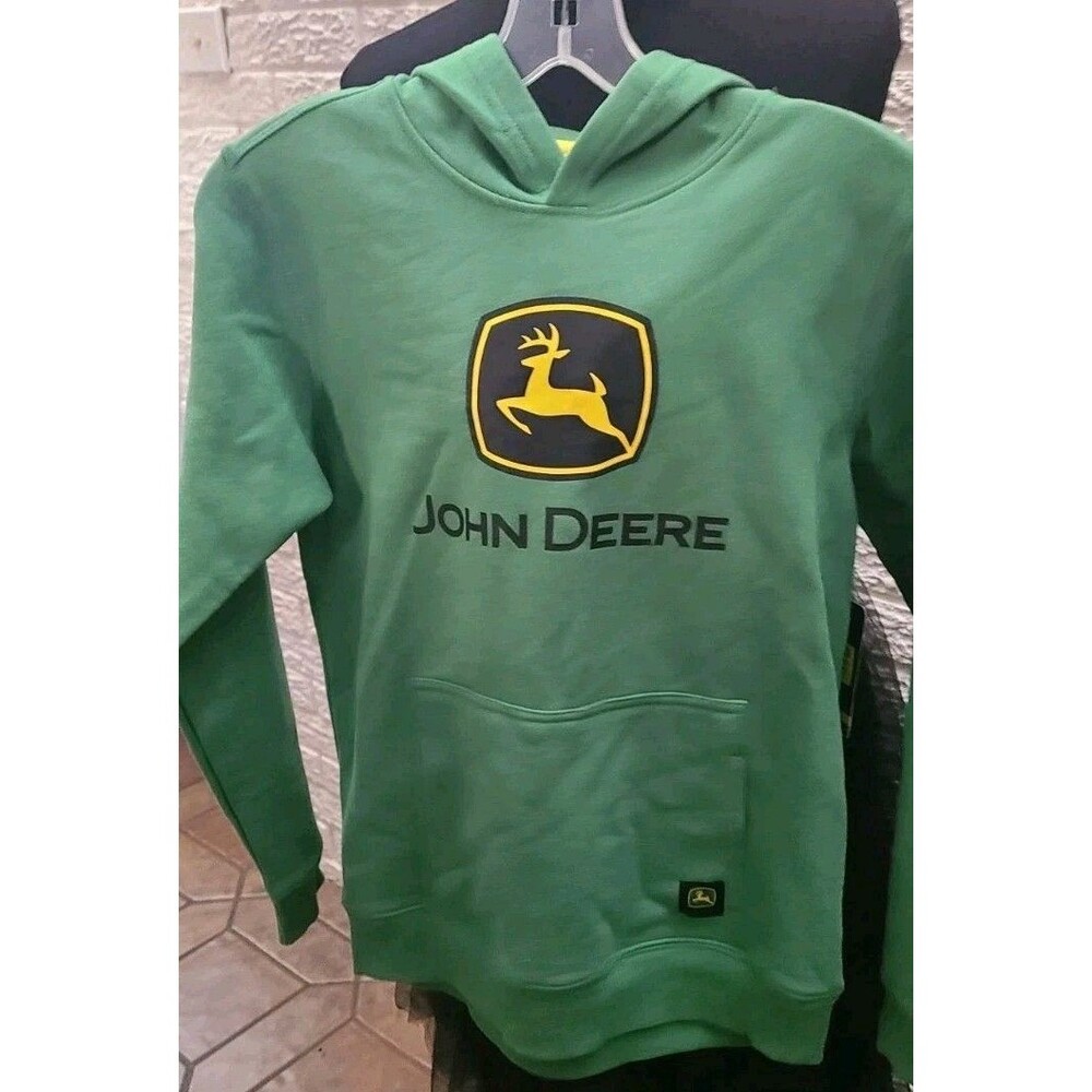 John Deere Boys Graphic Fleece Long Sleeve Hoodie Pullover L (10-12)